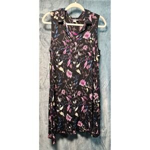 Womens Mossimo Sleeveless‎ Floral Midi Dress Sz L Summer Peasant Prairie Button